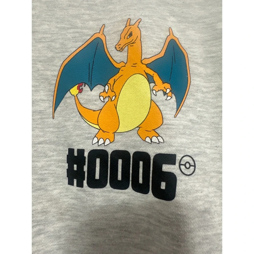 Zara Kids Pokemon Charizard Gray Hoodie Sweatshirt Size 9-10 140cm